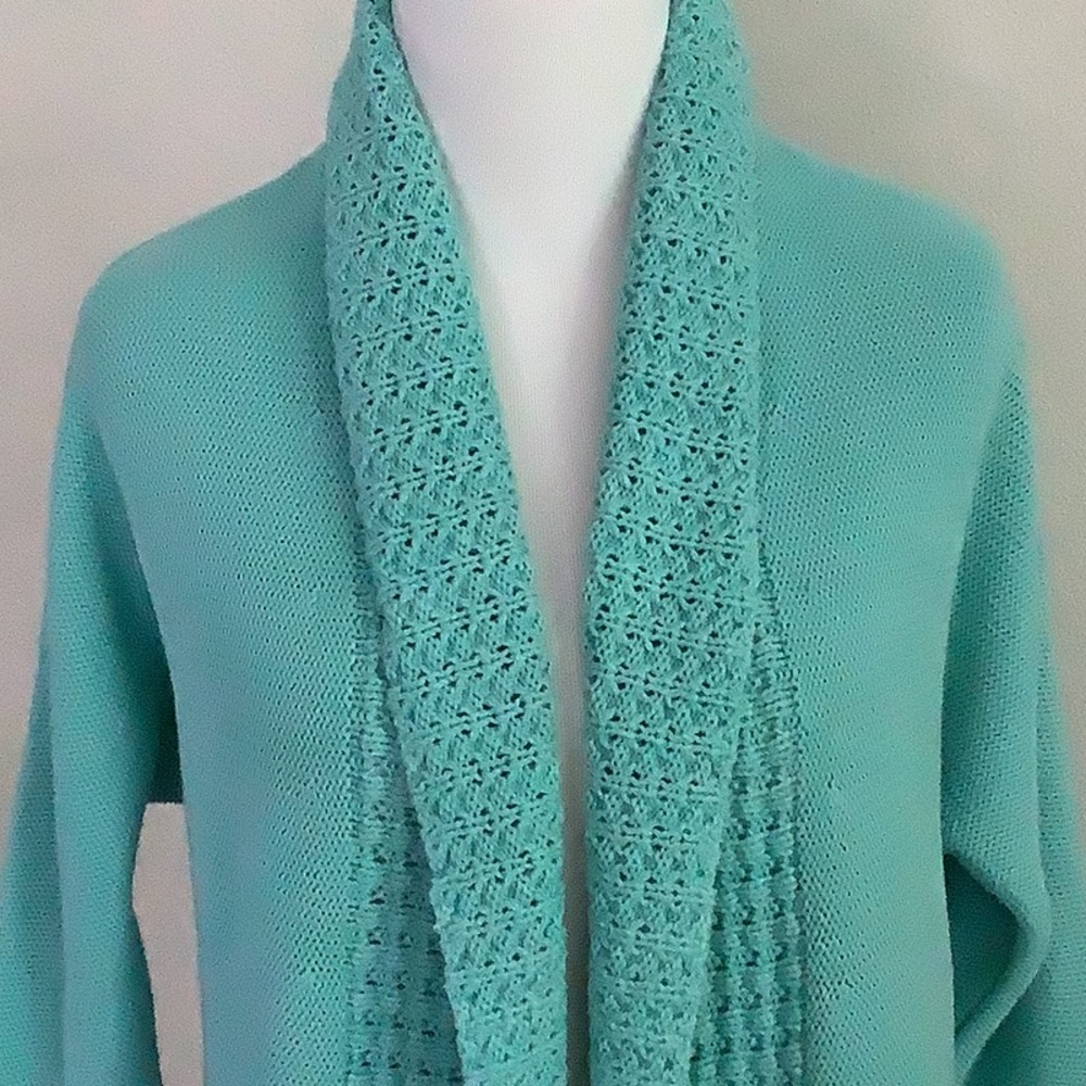 JM Collection - SWEATER Size S Aqua - 100% Cotton - Picture 7 of 9